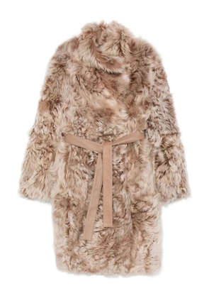 Yves Salomon shearling belted coat - Brown