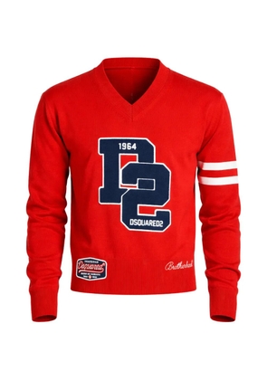 DSQUARED2 Shetland embroidery V-neck knitted sweater