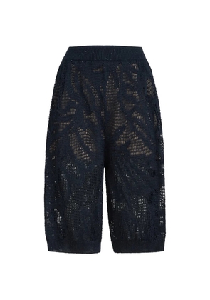 Brunello Cucinelli dazzling waterlillies bermuda shorts - Blue