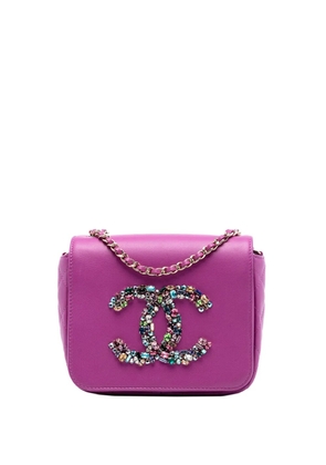 CHANEL Pre-Owned 2021 Mini Lambskin Giant Crystal CC Flap crossbody bag - Purple