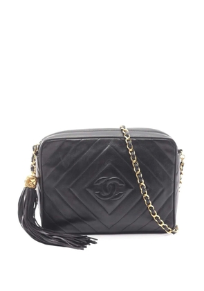 CHANEL Pre-Owned 1991-1994 CC Diamond Quilted Lambskin Tassel crossbody bag - Black