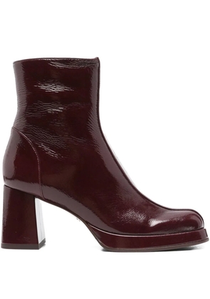 Chie Mihara 75mm patent-leather block-heel boots - Red