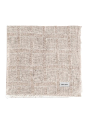 Emporio Armani fringed checked scarf - Neutrals