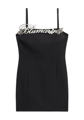 Blumarine logo-rose-embellishment mini dress - Black