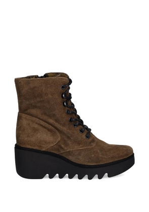 Fly London lace-up wedge-heel boots - Brown