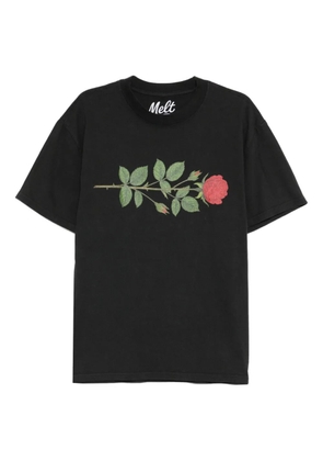 Melt rose print T-shirt - Black
