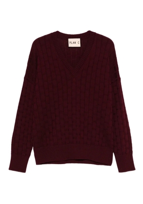 Plan C V-neck cable-knit sweater - Red