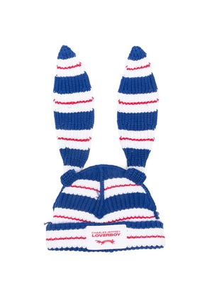 Charles Jeffrey Loverboy striped rabbit beanie hat - Blue