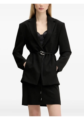 HUGO Padded-shoulder belted blazer - Black