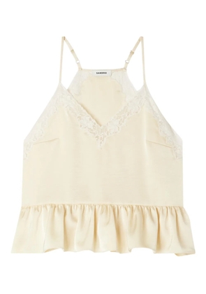 SANDRO lace-trim top - Yellow