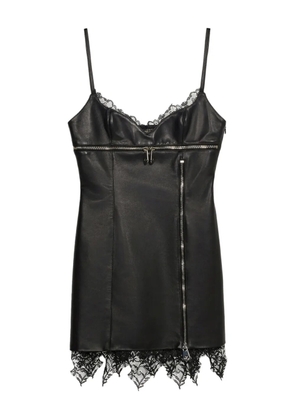 Blumarine lace-trimmed leather dress - Black