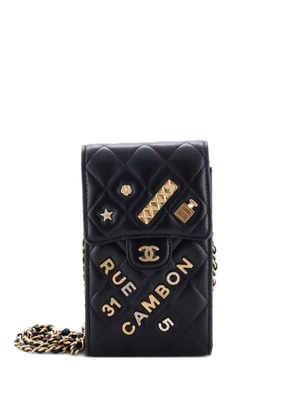 CHANEL Pre-Owned Lucky Charms Flap Phone Holder Quilted Lambskin crossbody bag - Black