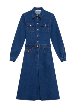 MALIPARMI braided-belt denim midi dress - Blue