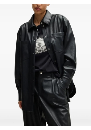 BOSS faux-leather overshirt - Black