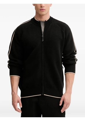 GUESS USA zip-up striped cardigan - Black