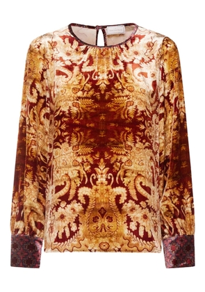 Pierre-Louis Mascia damask-print velvet shirt - Brown
