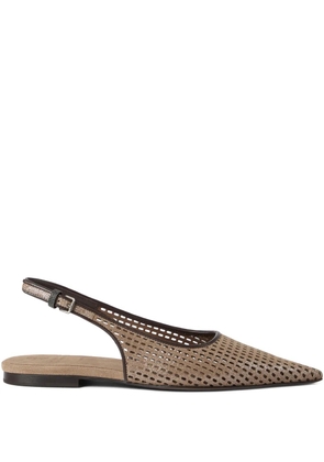 Brunello Cucinelli sparkling leather slingback ballet flats - Neutrals