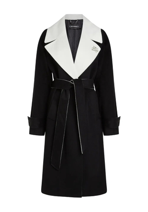 Karl Lagerfeld contrast-collar belted coat - Black