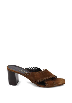 Saint Laurent Pre-Owned Loulou scalloped eyelet sandals - Brown