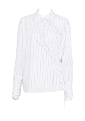 TWINSET pinstripe wrap shirt - White