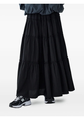 TOMBOY tiered pleated midi A-line skirt - Black