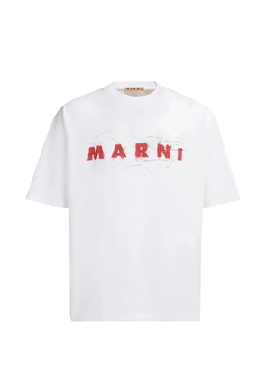Marni wrinkled-logo short-sleeve T-shirt - White
