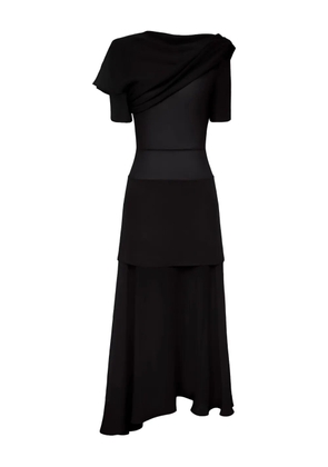 POST MERIDIEM asymmetrical draped midi dress - Black