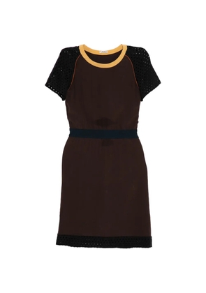 Miu Miu Pre-Owned Contrast trim mini dress - Brown