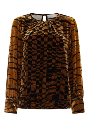 Pierre-Louis Mascia velvet abstract-print shirt - Brown