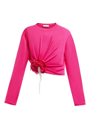 AREA crystal-flower draped top - Pink