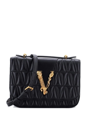 Versace Pre-Owned Virtus Flap Quilted Leather Small shoulder bag - Black