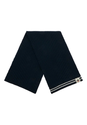 Bally stripes crest-label wool scarf - Blue