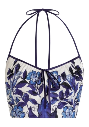 Dolce & Gabbana Majolica-print cotton satin top - White