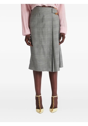 Balmain check-pattern pleated skirt - Grey