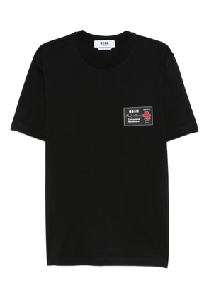 MSGM rose-print patch T-shirt - Black