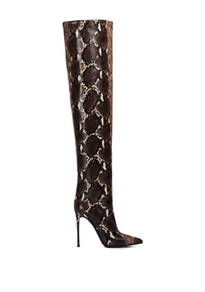 Le Silla 120mm Eva snake-print leather boots - Brown