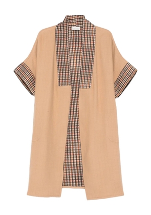 Pierre-Louis Mascia houndstooth-panel coat - Brown