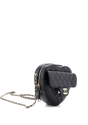 CHANEL Pre-Owned CC in Love Heart Bag Quilted Lambskin crossbody bag - Black