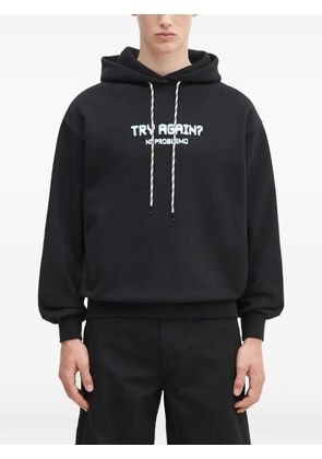 Aries drawstring graphic-print hoodie - Black