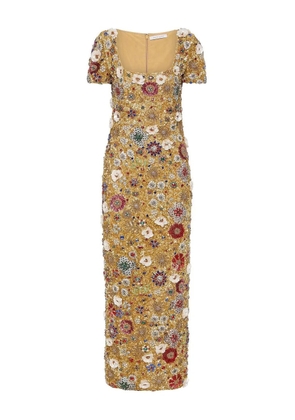 Rachel Gilbert Francesca embellished floral maxi dress - Gold