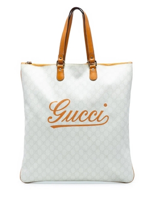 Gucci Pre-Owned 2000-2015 GG Supreme Heritage Logo Flat Zip tote bag - White