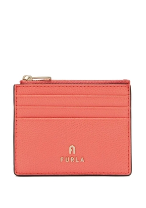 Furla Camelia textured logo card case wallet - Orange