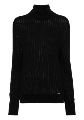 Kiton roll-neck ribbed-knit jumper - Black