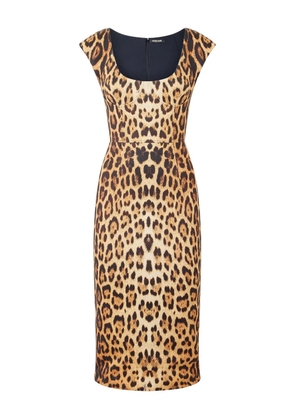 Roberto Cavalli jaguar-print sleeveless dress - Brown