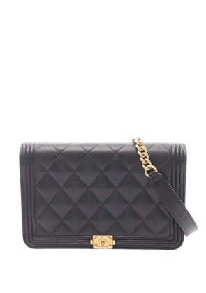 CHANEL Pre-Owned 2021-2026 Quilted Caviar Boy Wallet on Chain crossbody bag - Black