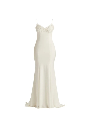 Tadashi Shoji floral-appliqué maxi dress - Neutrals