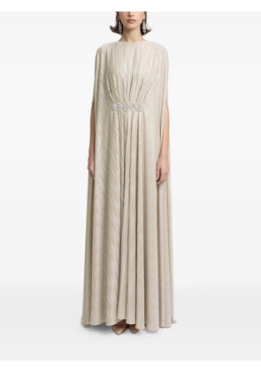 Gemy Maalouf draped beaded maxi kaftan - Neutrals
