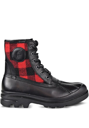 Polo Ralph Lauren lace-up plaid-panel boots - Black