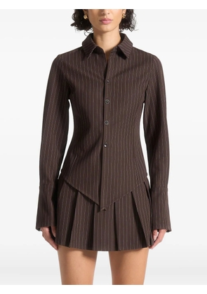 Manière De Voir Sonia Angled pinstripe shirt - Brown