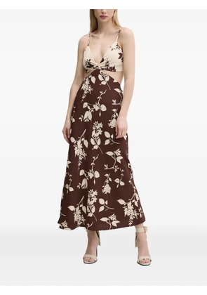 Abercrombie & Fitch cut-out floral-pattern midi dress - Brown